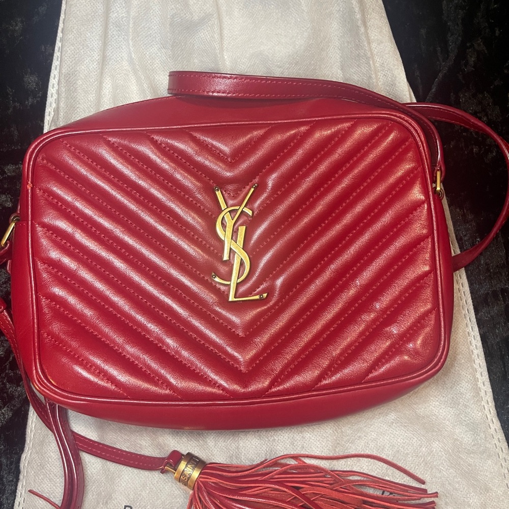 Yves Saint Laurent Red Quilted Leather Crossbody Bag